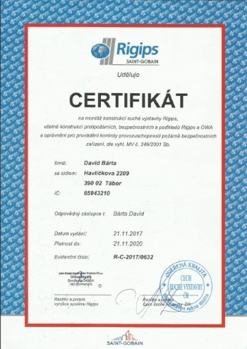 Certifikat Rigips